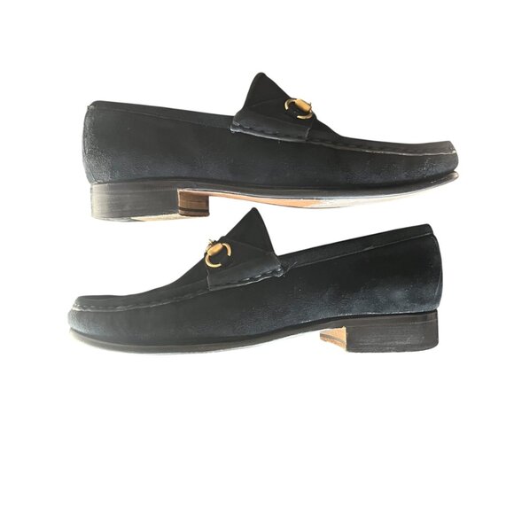 Vintage Gucci Black Suede Horsebit Loafers - Size 6.5 - Picture 5 of 16